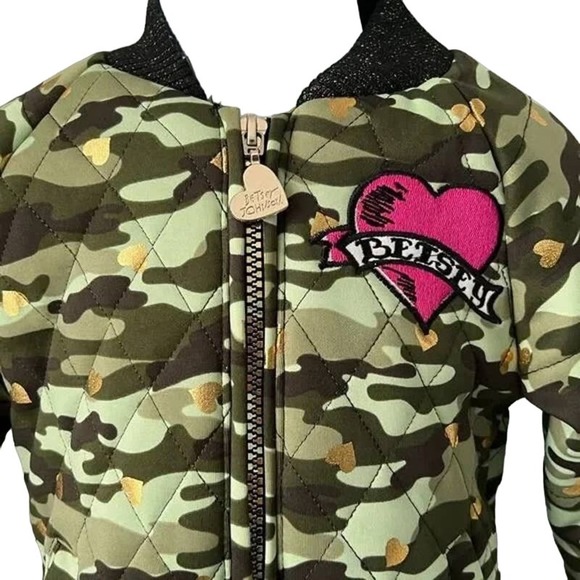 "Betsey Johnson XO Girls Camo Camp Bomber Jacket - Size 5"  K18 * - Picture 1 of 10